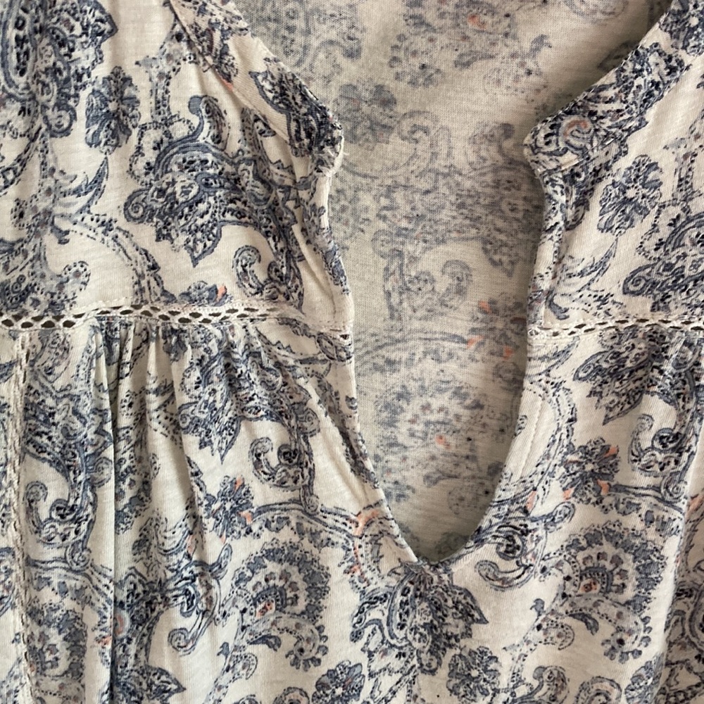 Lucky Brand Long Sleeve Printed Boho Peasant Blouse Size L - Picture 7 of 13